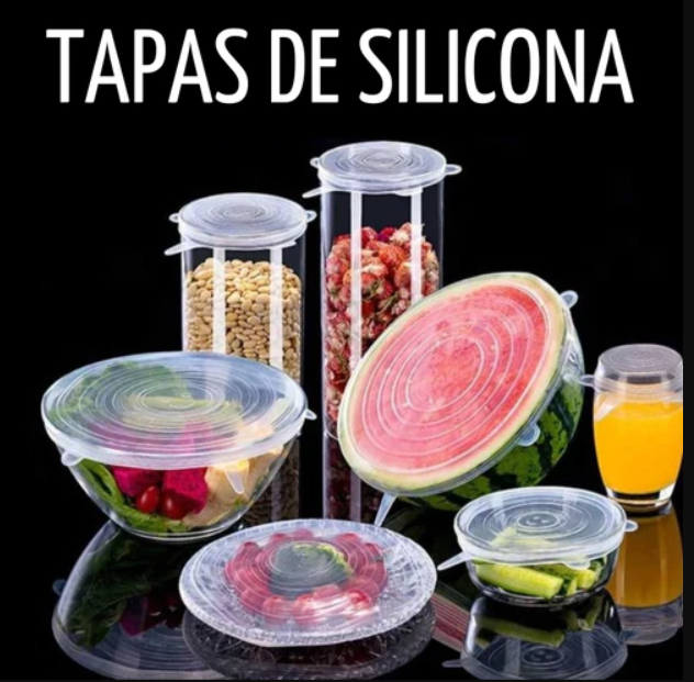 Juego de 6 Tapas Elásticas de Silicona