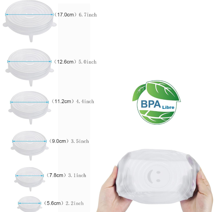 Juego de 6 Tapas Elásticas de Silicona