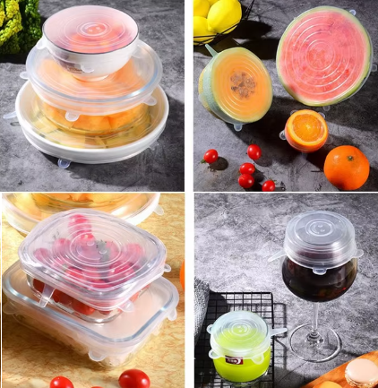 Juego de 6 Tapas Elásticas de Silicona