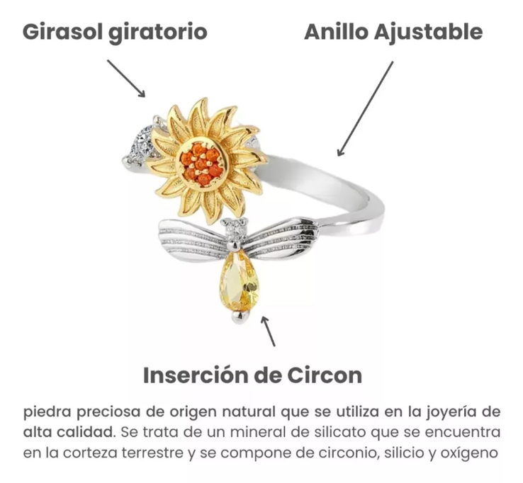 ANILLO GIRATORIO AJUSTABLE DE GIRASOL 🌻