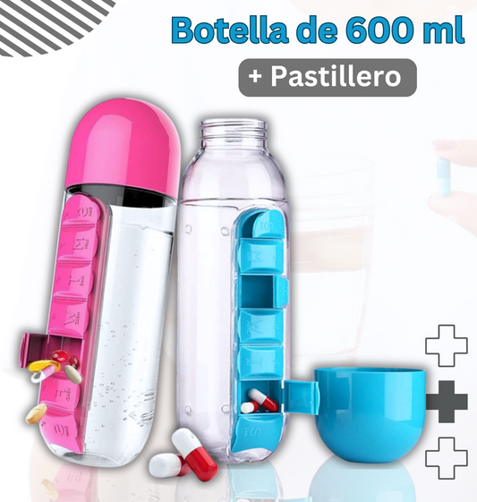 Botella de agua con pastillero